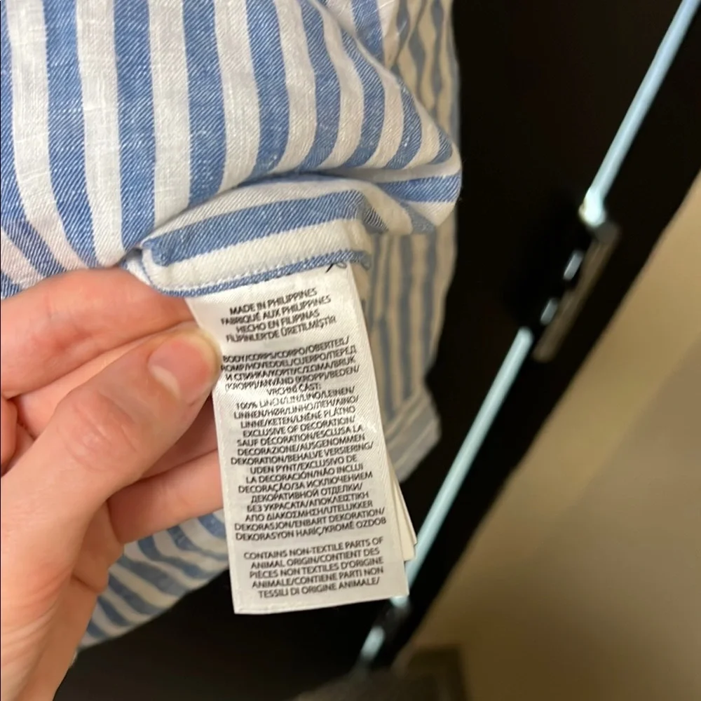 Polo by Ralph Lauren women’s Striped Shirt in Blue and White linen - Picture 6 of 7